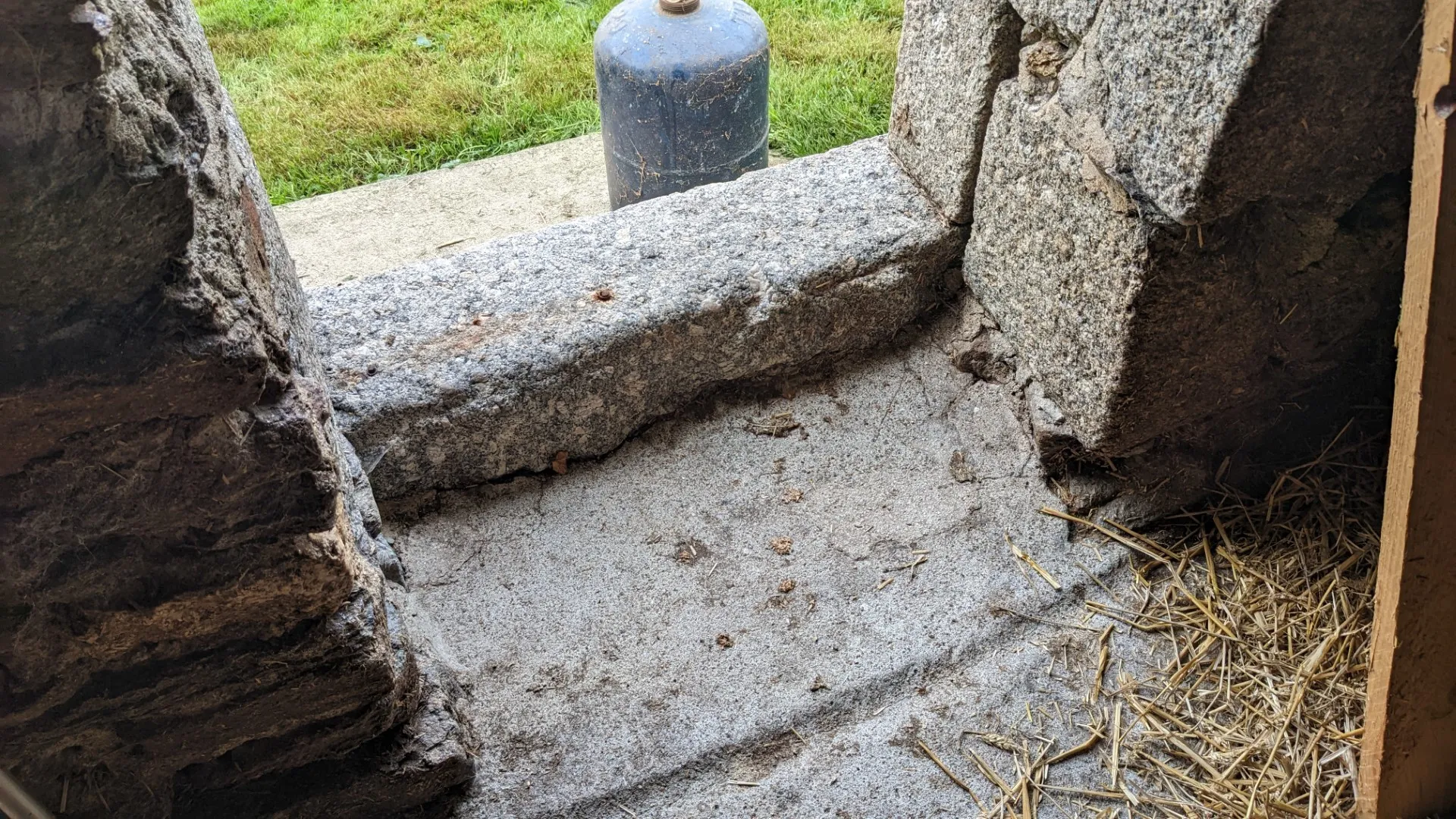 Intended location for gas bottle pig trough