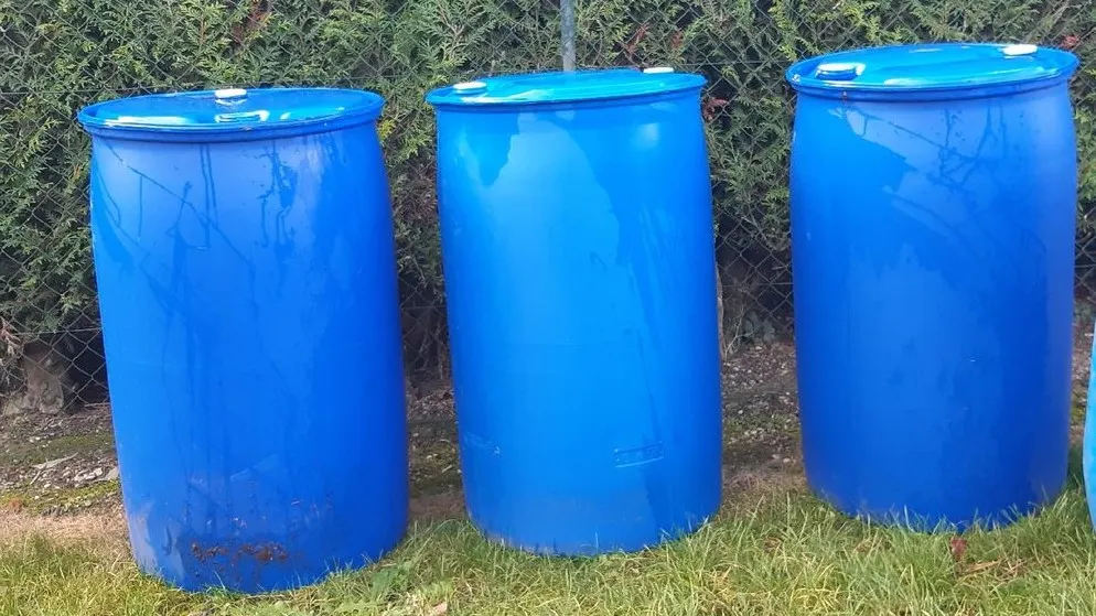 plastic barrels for my greenhouse planter