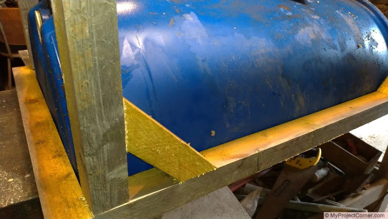 Wooden bracing for recycled barrel planter