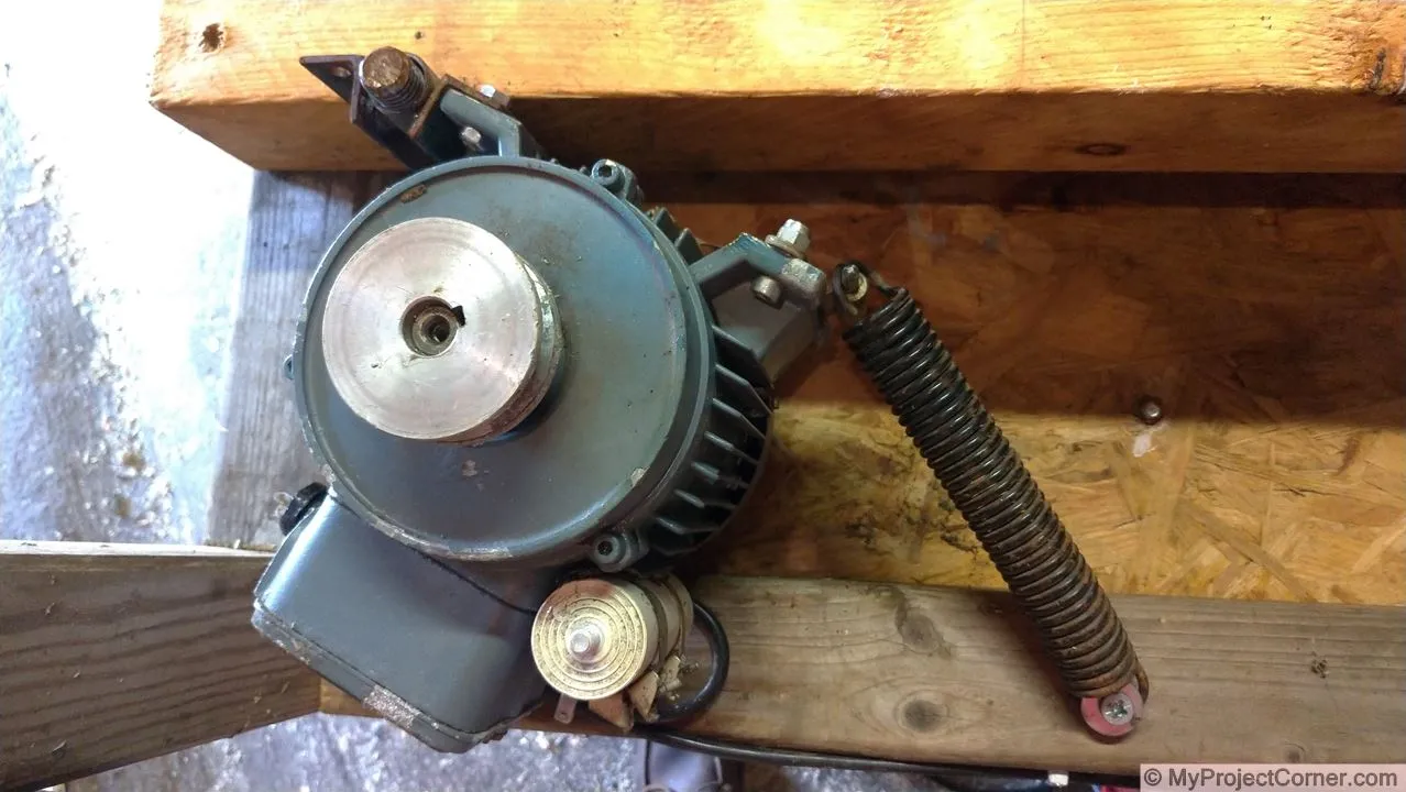 Homemade chicken plucker motor pulley belt tensioner