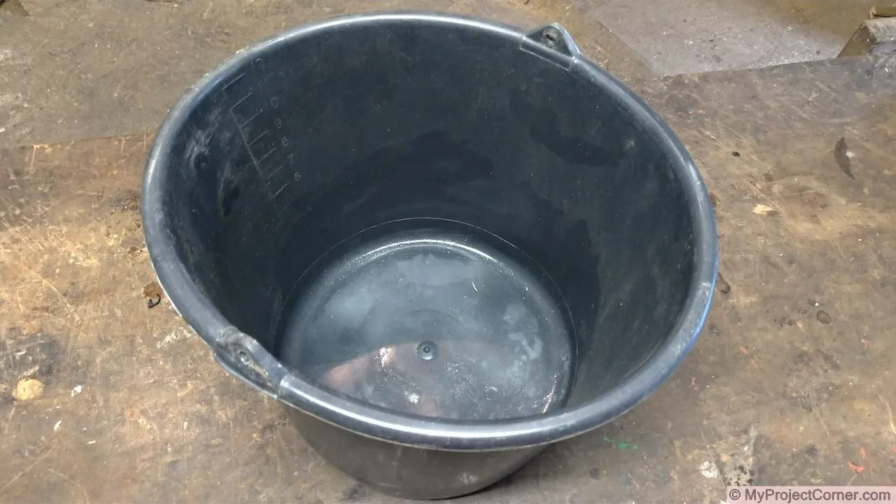 Plastic bucket used for chicken slaughter cone with handle removed