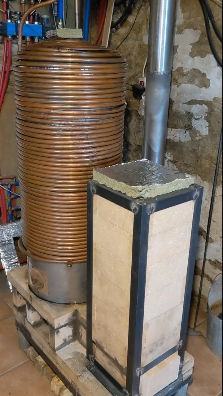 rocket stove copper pipes finished