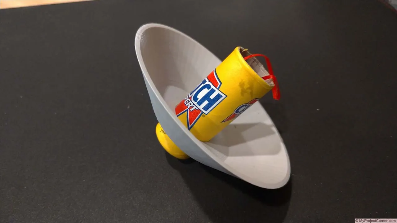 The 3d printed sticky dead fly catcher ready to be deployed